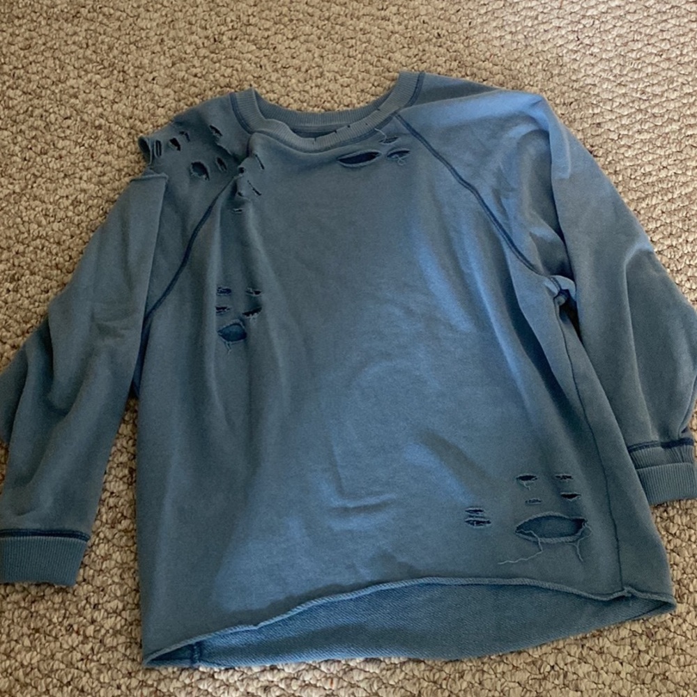 Blue Ripped Aerie Crewneck